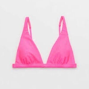 Aerie Crinkle Stripe Longline Plunge Bikini Top pink m NWT‎ in packaging